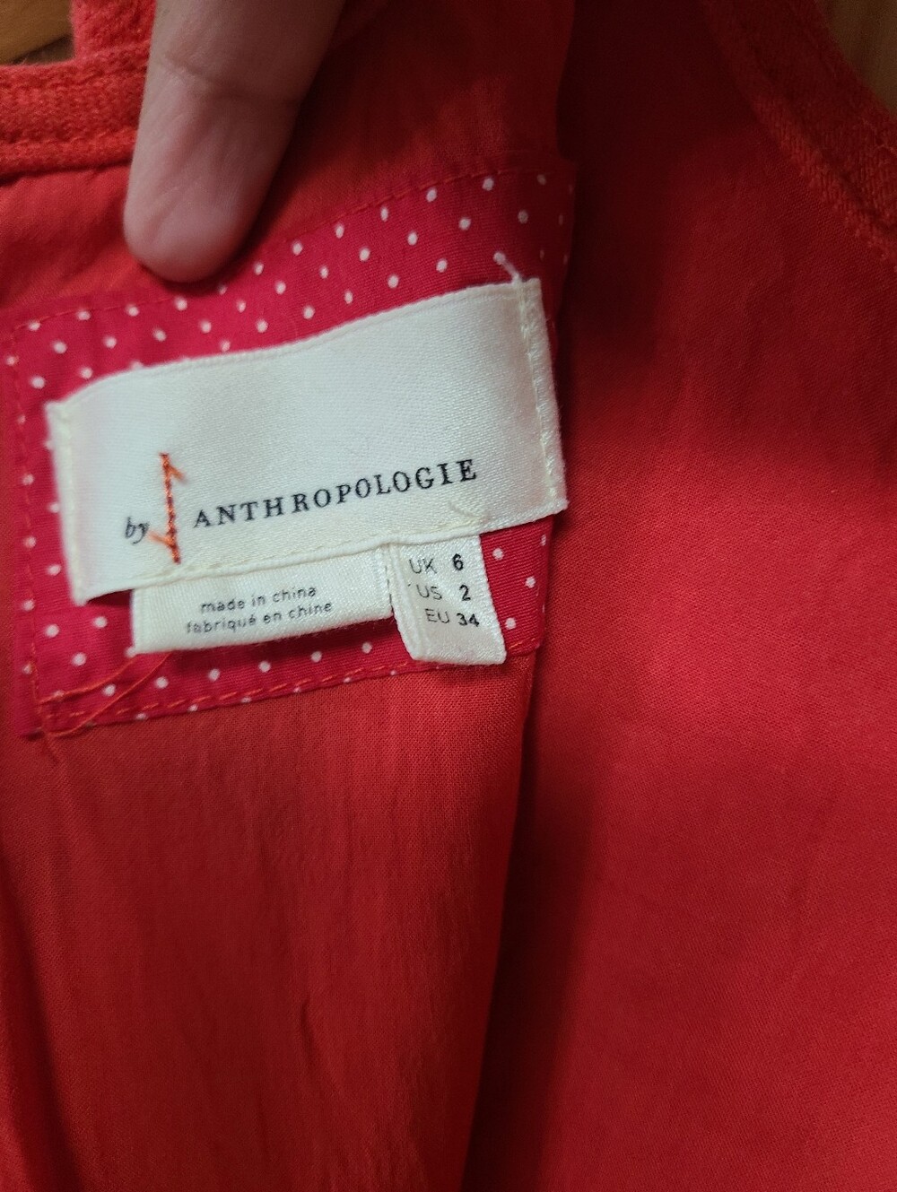 Anthropologie Red Sleeveless Dress With Embroidery Detail. - Picture 6 of 7